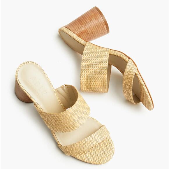 ABLE Women's size 11 Jones Heel Straw Brown Sandal Heels Pumps Preppy Minimalist - Picture 1 of 10